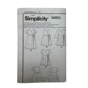 SIMPLICITY Girls Twirl Dress Pattern Uncut Size 3-4-5-6-7-8 #S8851